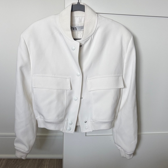 Zara Women's Ivory Bomber Jacket - Picture 2 of 2